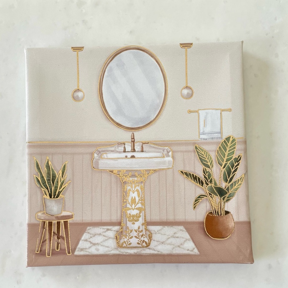 Metallic Gold Sink Canvas Wall Decore